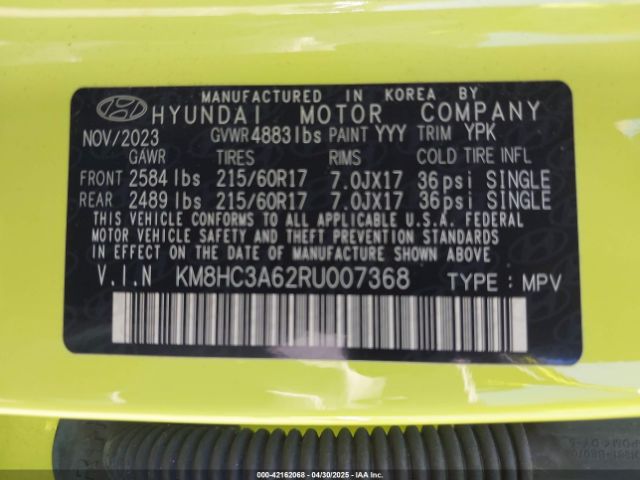 2024 HYUNDAI KONA ELECTRIC KM8HC3A62RU007368 Photo 8