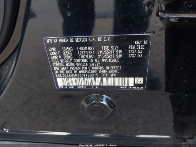 3CZRU5H33JM720215 Honda r18z9