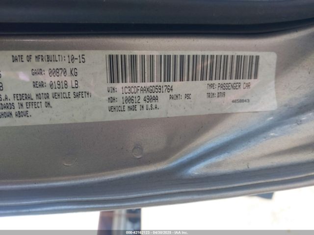 1C3CDFAAXGD591764 Dodge DART SE