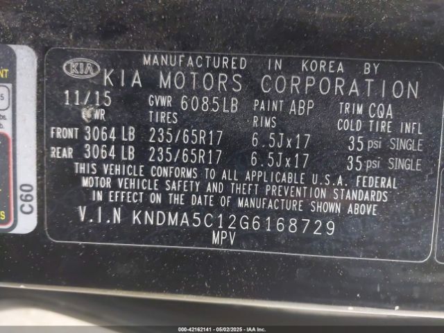 KNDMA5C12G6168729 KIA Sedona L