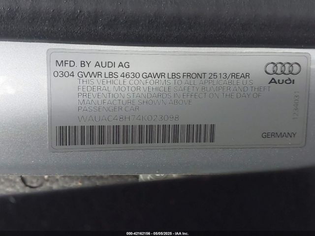 2004 AUDI A4 WAUAC48H74K023098 Photo 8