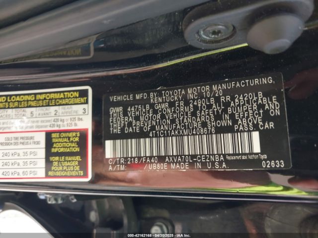 4T1C11AKXMU408676 Toyota CAMRY LE