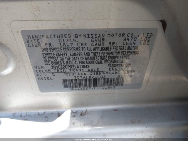 3N1CE2CPXEL411843 Nissan 2014