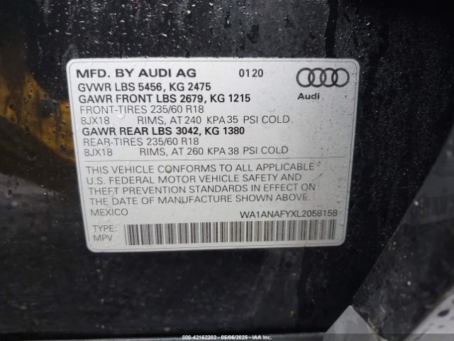WA1ANAFYXL2058158 Audi Q5 Premium 45 Tfsi Quattro S Tronic