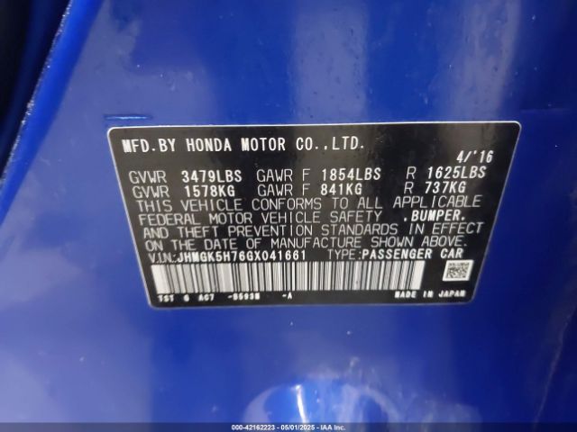 JHMGK5H76GX041661 Honda FIT EX