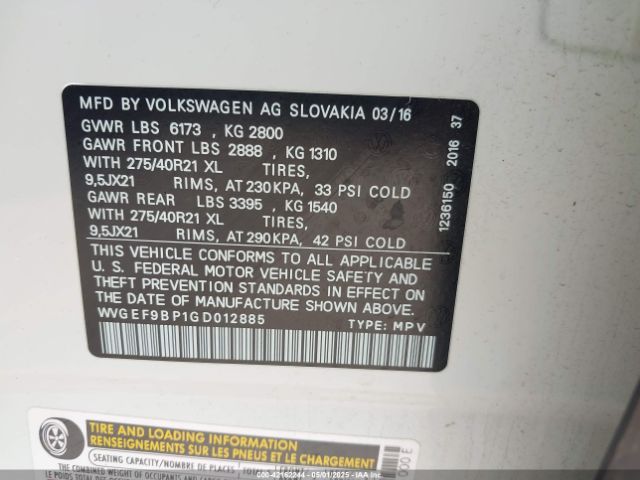 2016 VOLKSWAGEN TOUAREG WVGEF9BP1GD012885 Photo 8