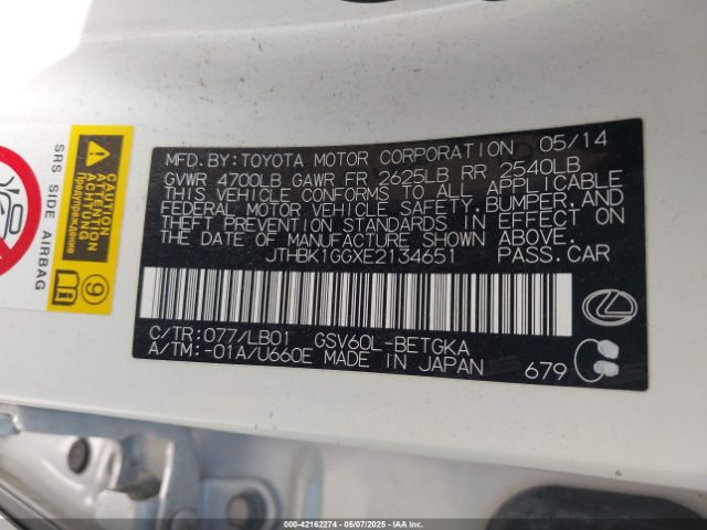 JTHBK1GGXE2134651 Lexus ES 350