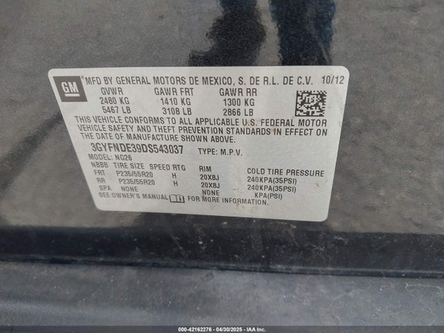 2013 CADILLAC SRX 3GYFNDE39DS543037 Photo 8