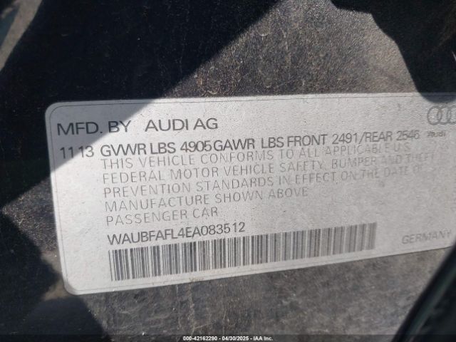 WAUBFAFL4EA083512 Audi A4 2.0t Premium