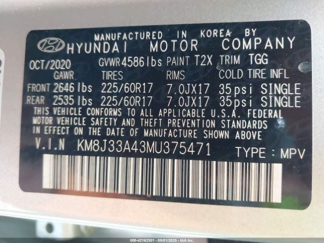 KM8J33A43MU375471 Hyundai Tucson Value