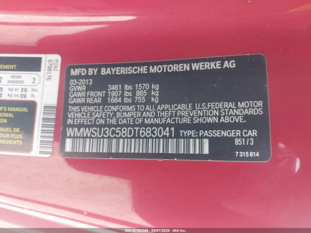 2013 MINI HARDTOP WMWSU3C58DT683041 Photo 8