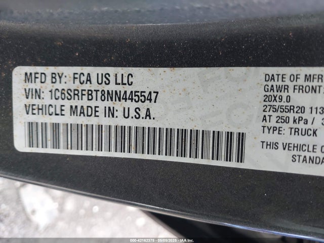 1C6SRFBT8NN445547 RAM 1500 Big Horn  4x4 6'4 Box