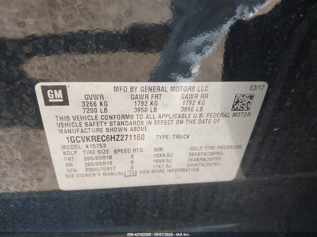 1GCVKREC6HZ271160 Chevrolet Silverado 1500 2lt