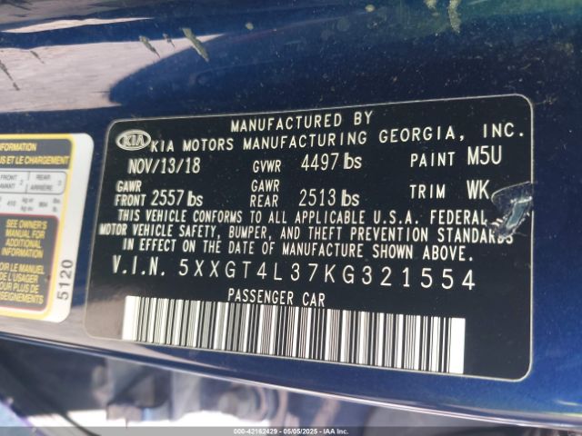 5XXGT4L37KG321554 KIA Optima Lx