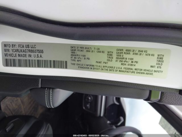 1C4RJKAG7R8607555 Jeep Grand Cherokee L Altitude X 4x4