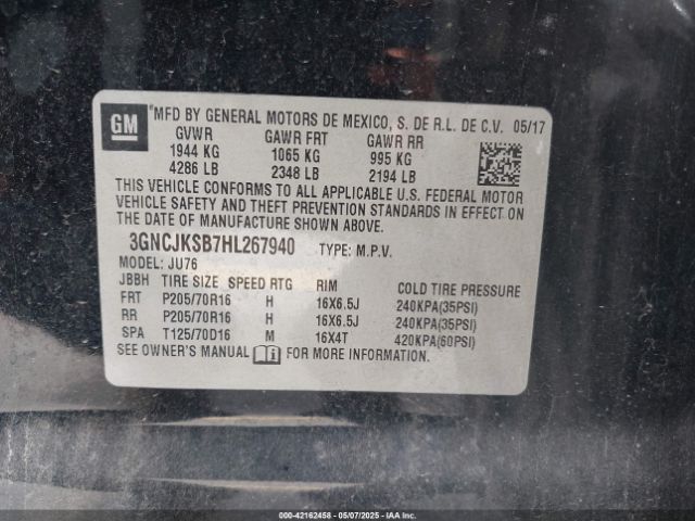3GNCJKSB7HL267940 Chevrolet TRAX LS