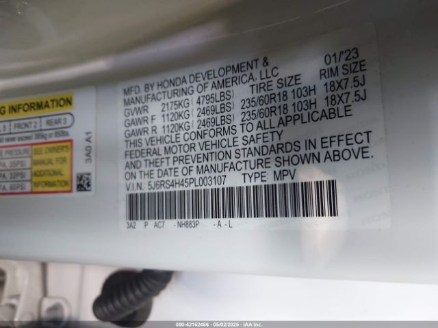 5J6RS4H45PL003107 Honda Cr-v Ex Awd