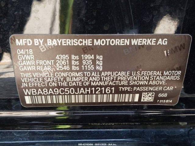 WBA8A9C50JAH12161 BMW 320i