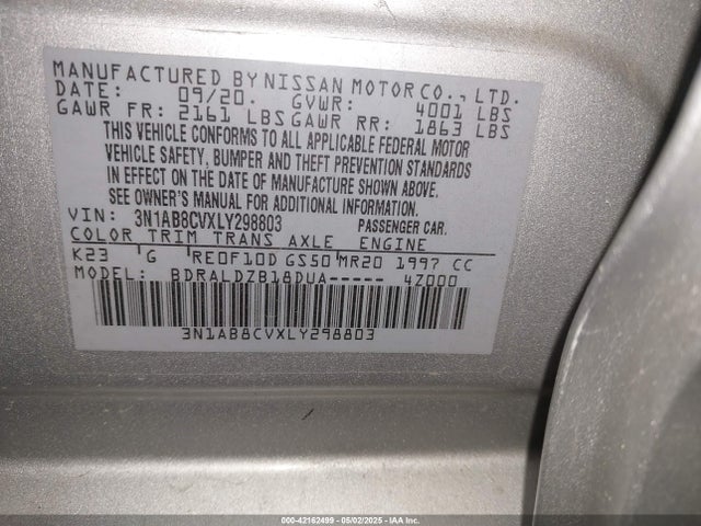 3N1AB8CVXLY298803 Nissan Sentra Sv Xtronic Cvt
