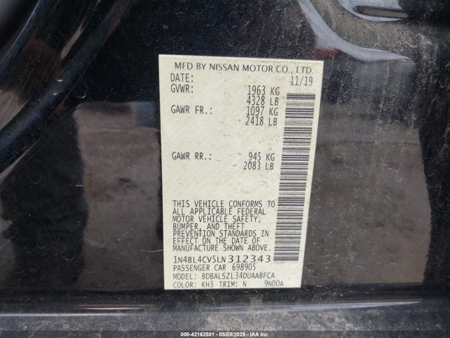 1N4BL4CV5LN312343 Nissan Altima Sr Fwd