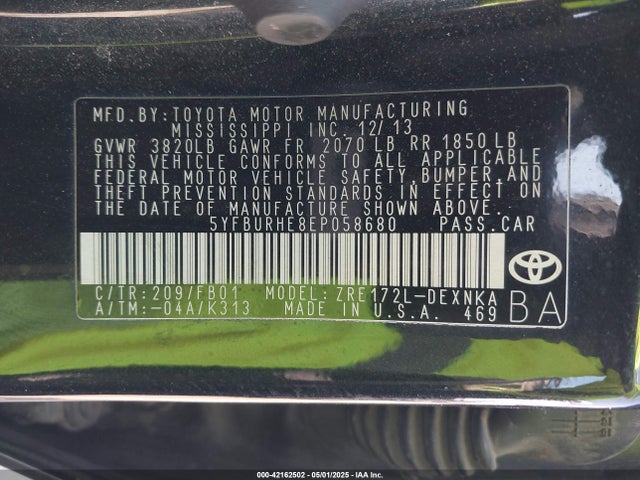 Toyota Corolla Le Plus 2014 5YFBURHE8EP058680 Image 9