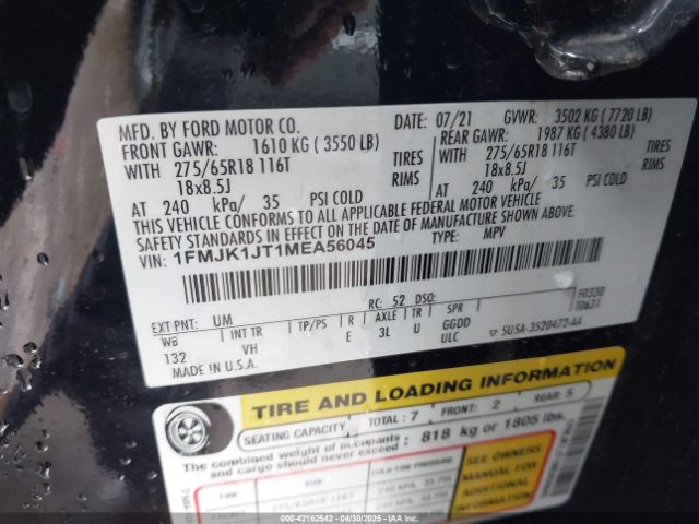 2021 FORD EXPEDITION 1FMJK1JT1MEA56045 Photo 8