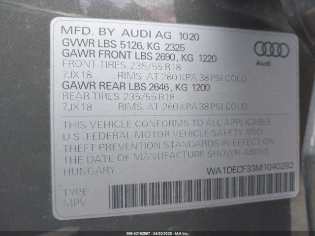 WA1DECF33M1040282 Audi 45 tfsi 2.0t