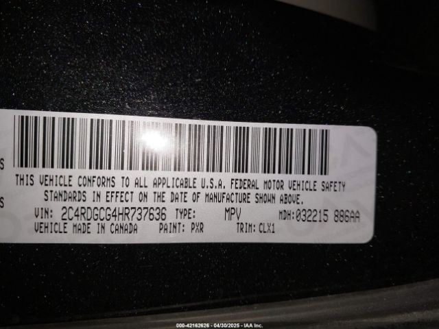 2C4RDGCG4HR737636 Dodge Grand Caravan Sxt