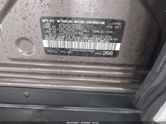 JA4AD3A36HZ039602 Mitsubishi Outlander Se/sel