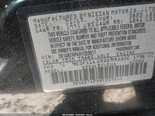 3N1AB7AP4HY259811 Nissan SENTRA S