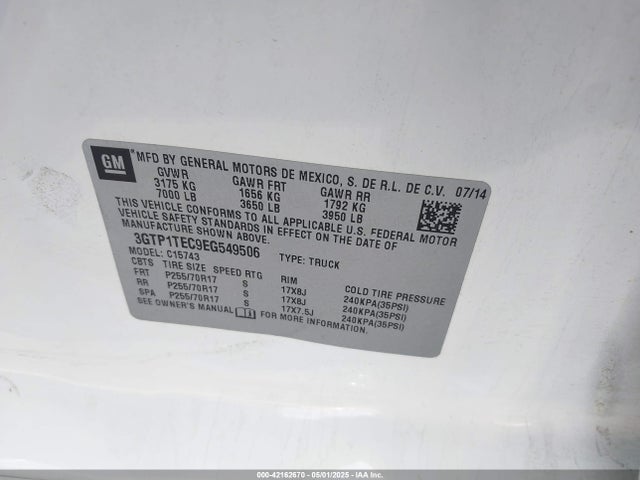 3GTP1TEC9EG549506 GMC SIERRA 1500