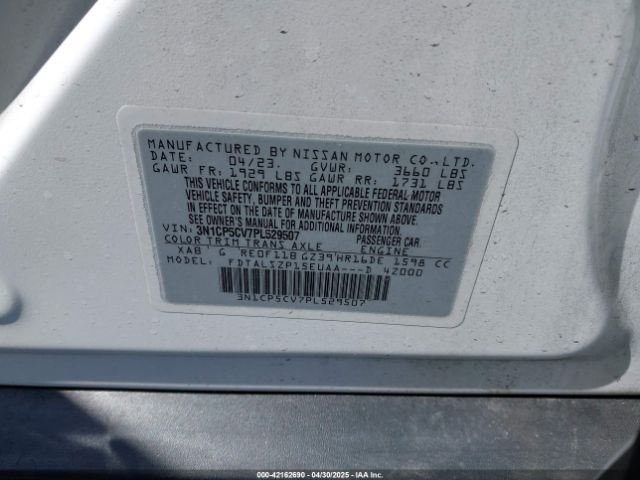 3N1CP5CV7PL529507 Nissan Kicks Sv Xtronic Cvt