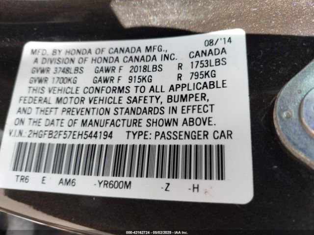 2HGFB2F57EH544194 Honda Civic Lx