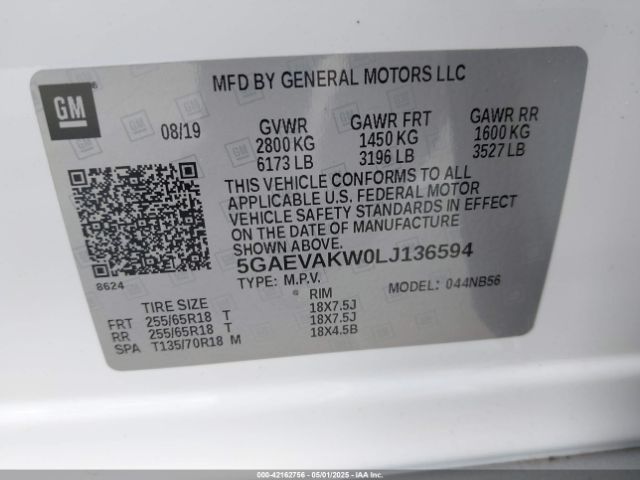 5GAEVAKW0LJ136594 Buick Enclave Awd Essence