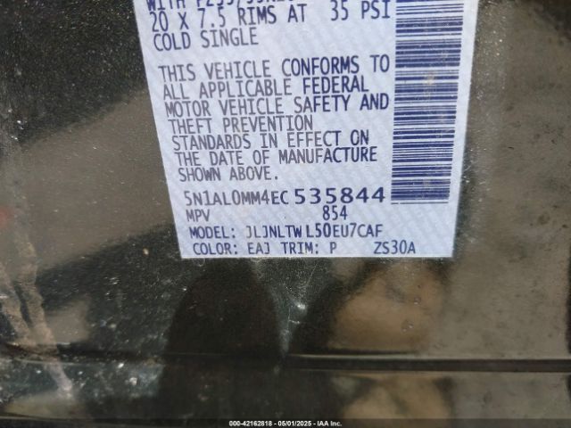 5N1AL0MM4EC535844 Infiniti QX60