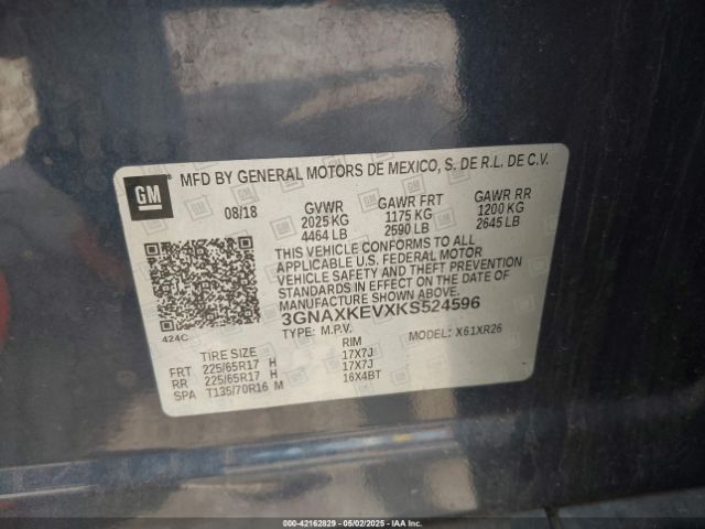 2019 CHEVROLET EQUINOX 3GNAXKEVXKS524596 Photo 8