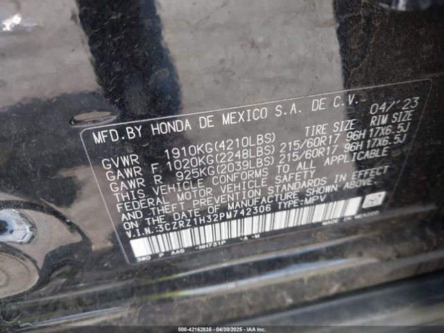 3CZRZ1H32PM742306 Honda Hr-v 2wd Lx