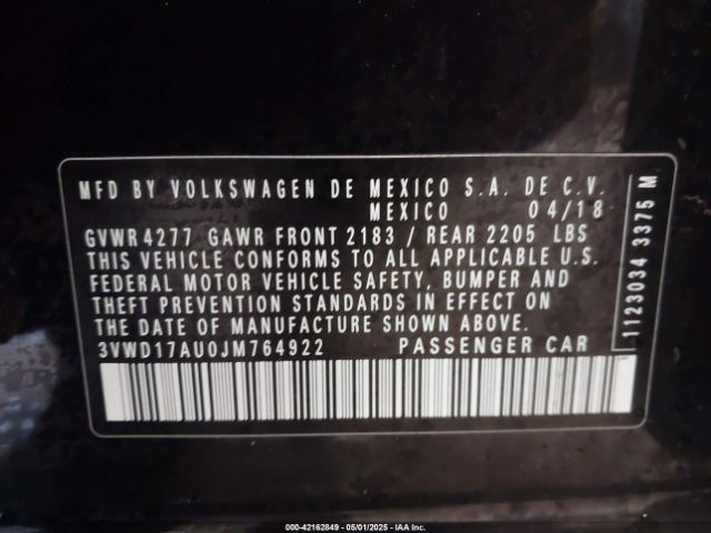 3VWD17AU0JM764922 Volkswagen Golf Sportwagen Tsi S/tsi Se