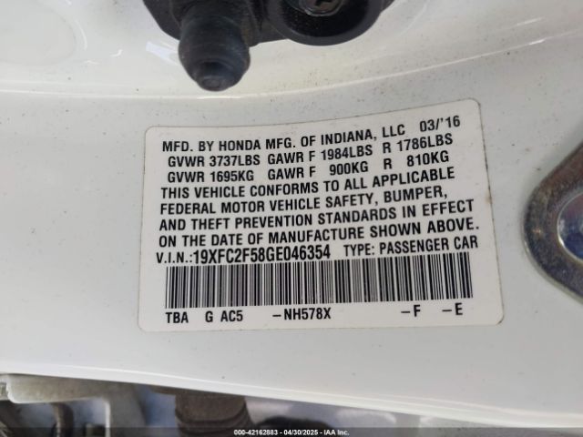 19XFC2F58GE046354 Honda Civic Lx