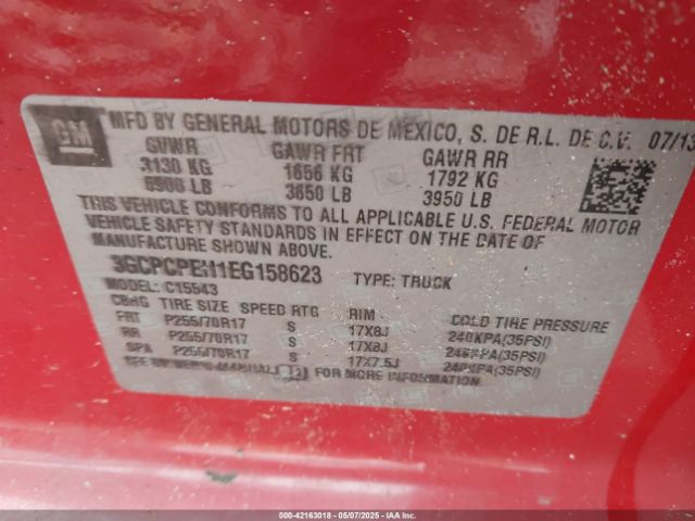 3GCPCPEH1EG158623 Chevrolet Silverado 1500 Work Truck 2wt