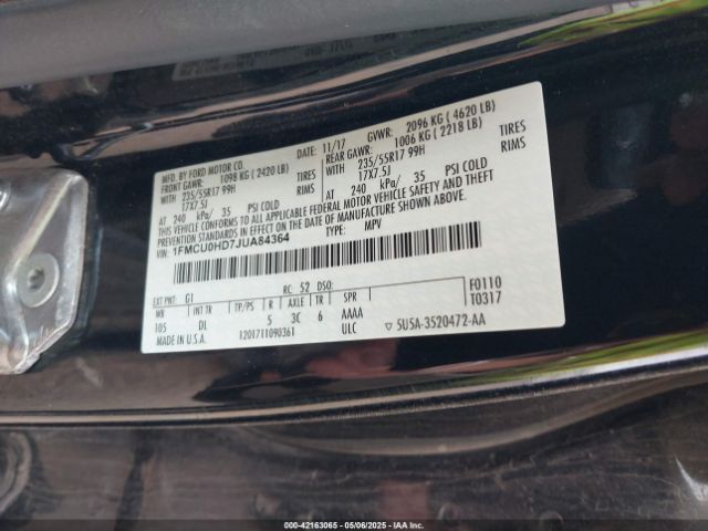 2018 FORD ESCAPE 1FMCU0HD7JUA84364 Photo 8