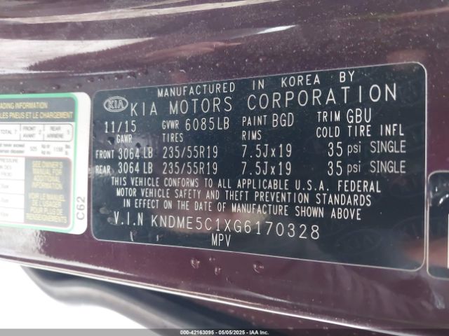 KNDME5C1XG6170328 KIA Sedona Sx Luxury