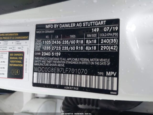 WDC0G8EB7LF701070 Mercedes-Benz Glc 300 4matic