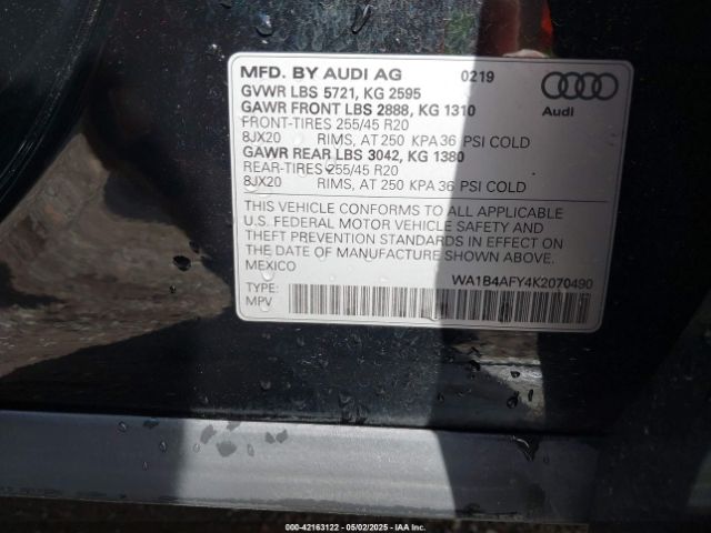 WA1B4AFY4K2070490 Audi Sq5 3.0t Premium