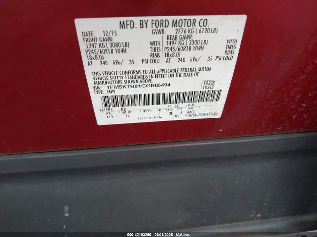 1FM5K7B81GGB86494 Ford Explorer