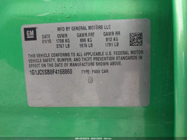 1G1JC5SB8F4168860 Chevrolet Sonic Lt Auto