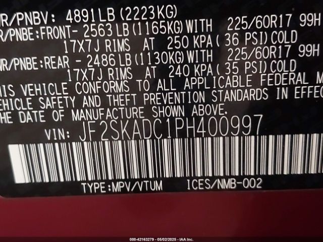 JF2SKADC1PH400997 Subaru Forester Premium