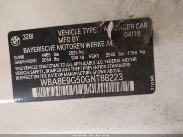 2016 BMW 328I WBA8E9G50GNT88223 Photo 8