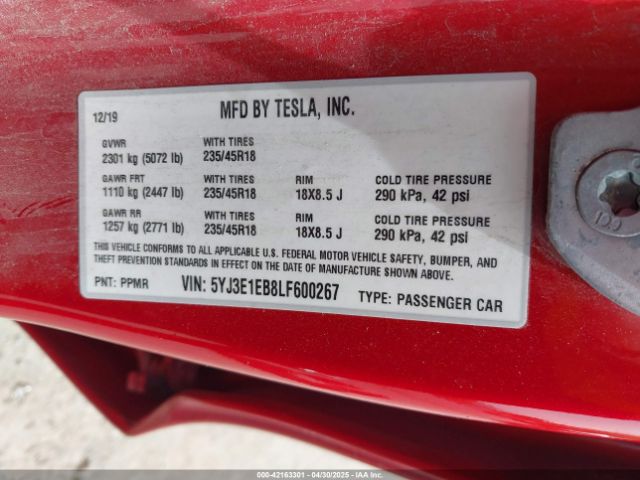 2020 TESLA MODEL 3 5YJ3E1EB8LF600267 Photo 8
