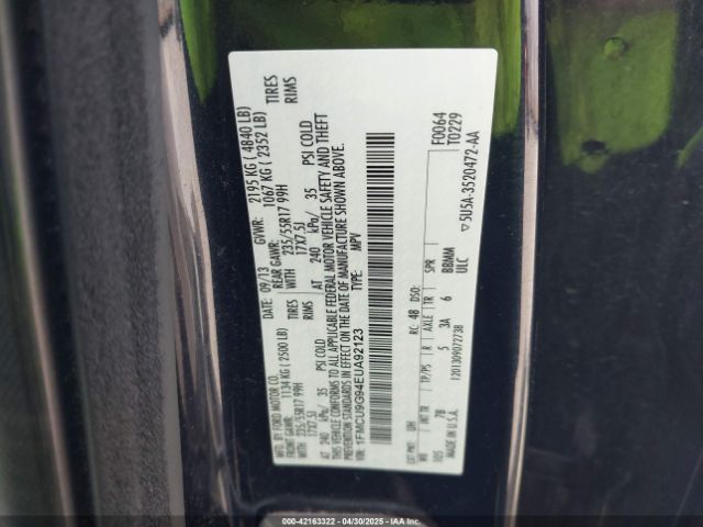 1FMCU9G94EUA92123 Ford ESCAPE SE